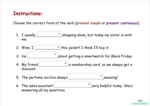Present simple or present continuous _stative verbs. Interactive ...
