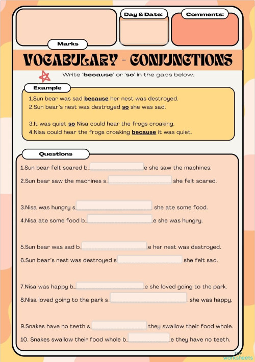 Connectives: interactive worksheets and online exercises | TopWorksheets