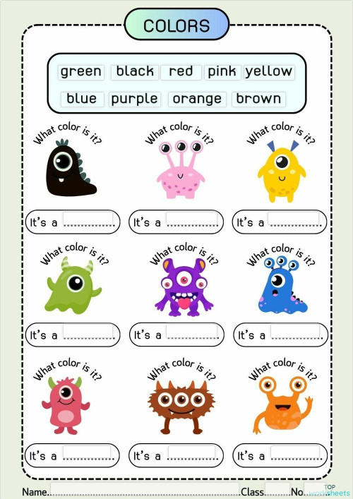 Worksheet on Colors ใบงานเชิงโต้ตอบ | TopWorksheets