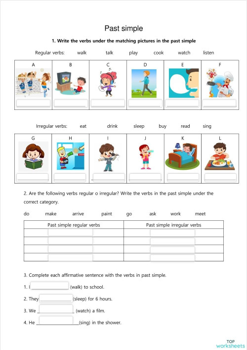 Past simple verbs. Interactive worksheet | TopWorksheets