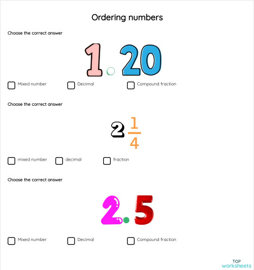 Ordering numbers. Interactive worksheet | TopWorksheets