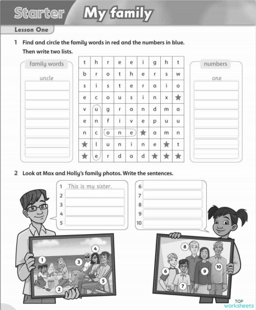 4th grade My Family members. Interactive worksheet | TopWorksheets
