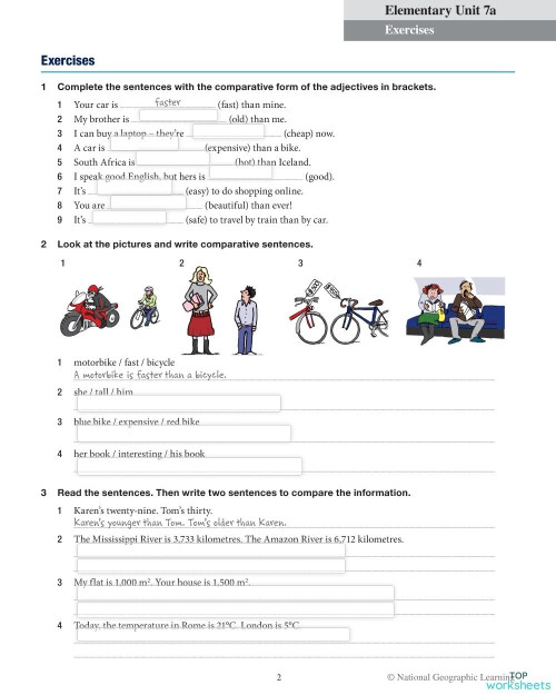 UNIT 7, COMPARATIVES ADJETIVES. Interactive worksheet | TopWorksheets