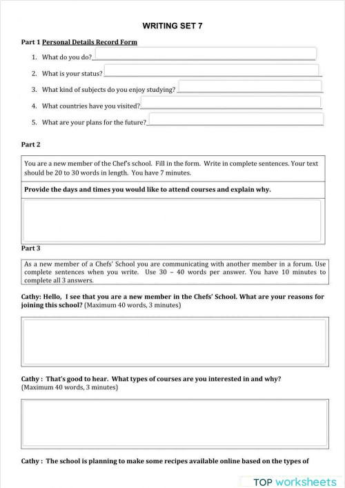 Aptis writing 7. Interactive worksheet | TopWorksheets