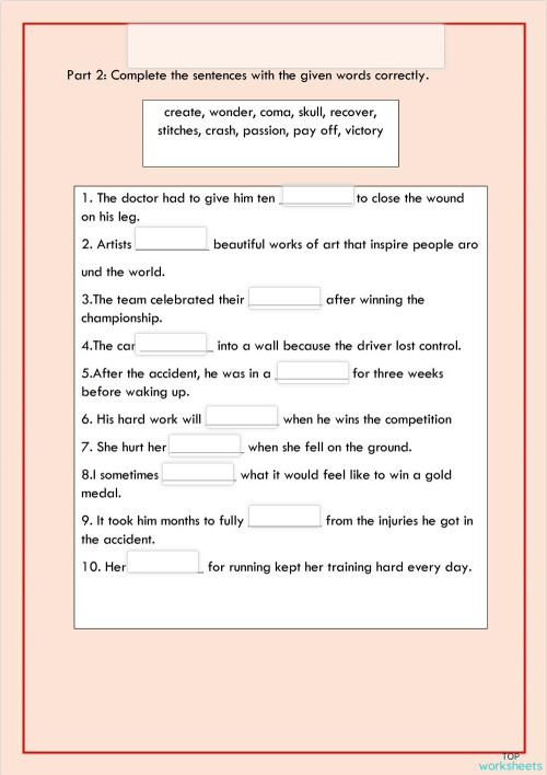 Readingunit2vocabulary Part2 Interactive Worksheet Topworksheets