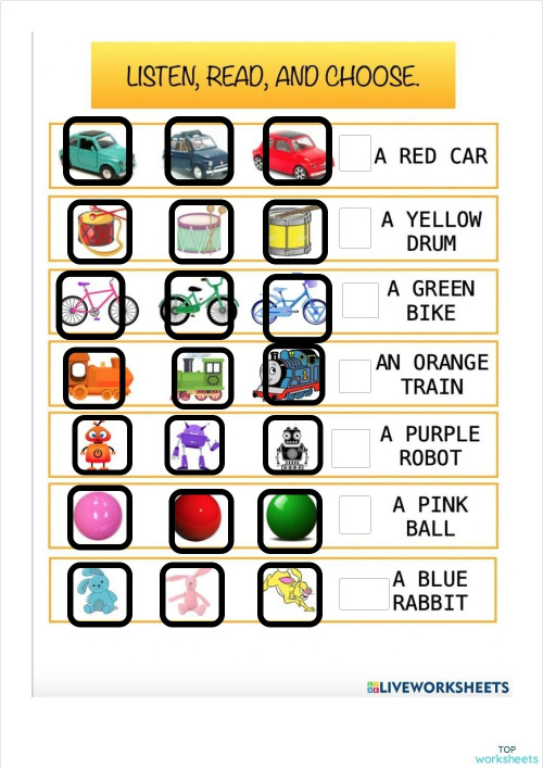 HW 12/5: Toys + Colours. Interactive worksheet | TopWorksheets