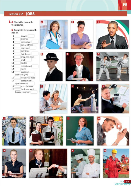 jobs and professions. Interactive worksheet | TopWorksheets