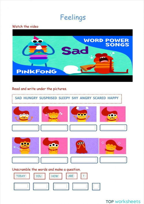 Feelings. Interactive worksheet | TopWorksheets