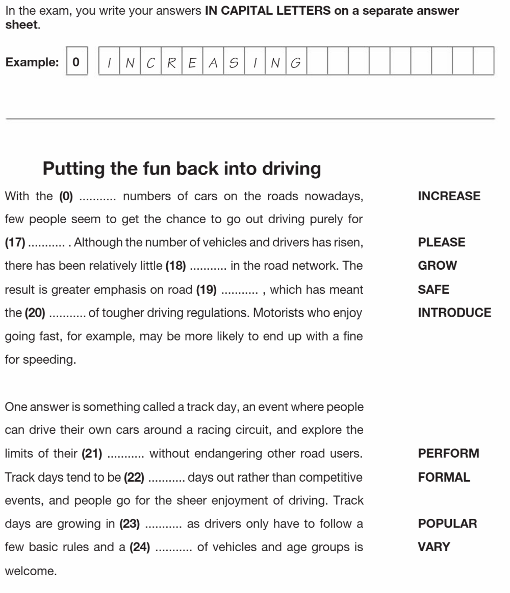 B2 FIRST PT+ 1 READING & USE OF ENGLISH PART 3. Interactive worksheet ...