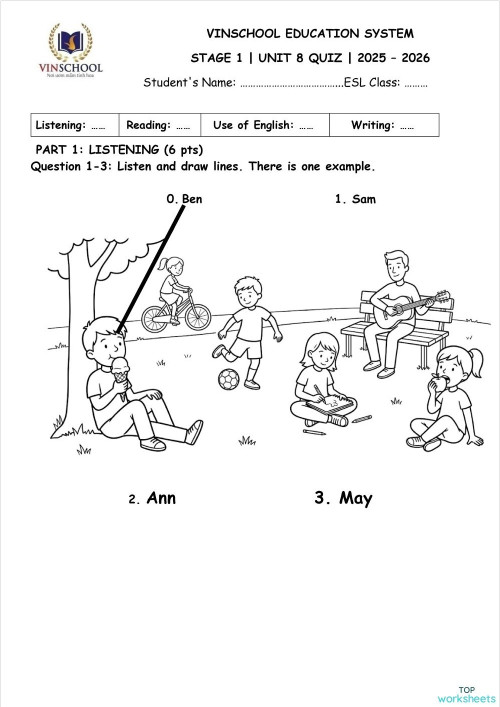 S1 - Practice test Unit 8. Bài tập tương tác | TopWorksheets