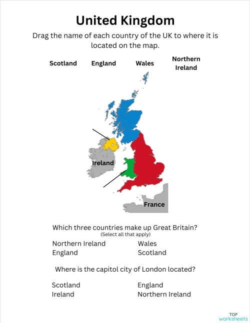United Kingdom. Interactive worksheet | TopWorksheets