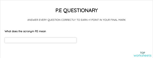 P.E QUESTIONARY. Interactive worksheet | TopWorksheets