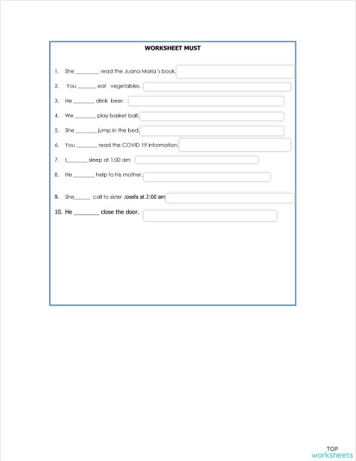 MUST: fichas interactivas y ejercicios online | TopWorksheets