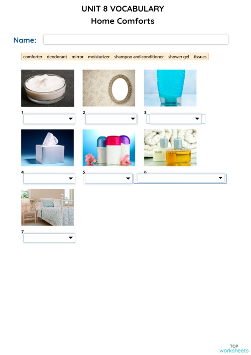 Home Comforts 2PI. Interactive worksheet | TopWorksheets