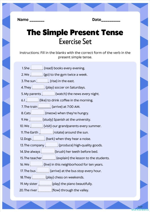Simple present ESPA. Interactive worksheet | TopWorksheets