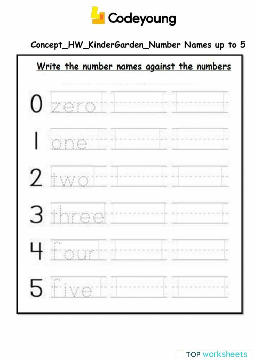 Number Names For Kg. Interactive Worksheet 