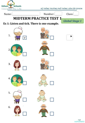 GS 1 - MIDTERM PRACTICE TEST 1. Bài tập tương tác | TopWorksheets