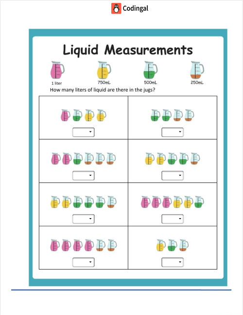 Capacity: interactive worksheets and online exercises | TopWorksheets