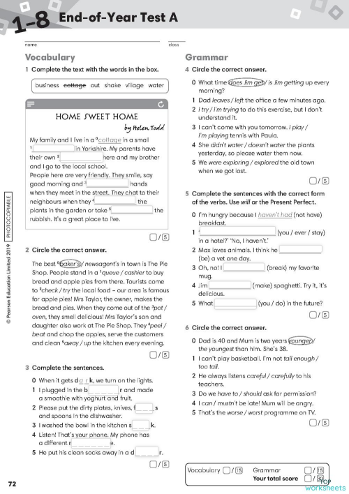 Go Getter 3 end of the year test. Interactive worksheet | TopWorksheets