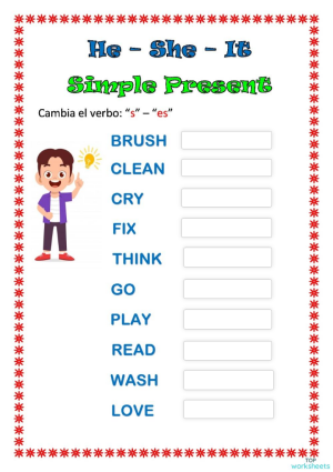 HE-SHE-IT SIMPLE PRESENT. Ficha interactiva | TopWorksheets