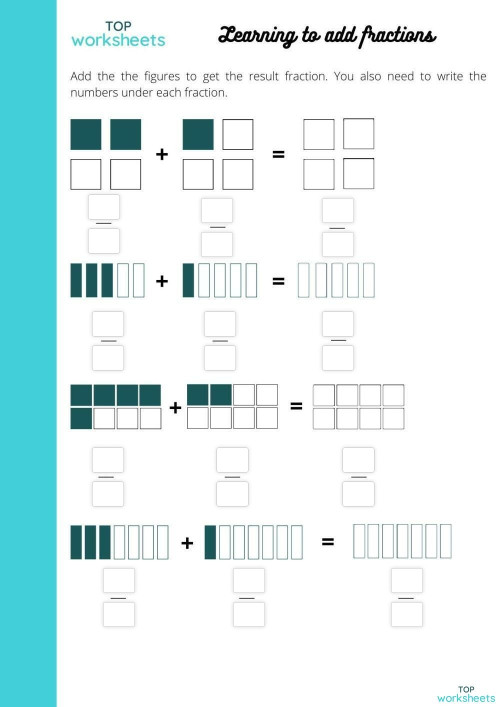 Learn To Add Fractions. Interactive Worksheet 