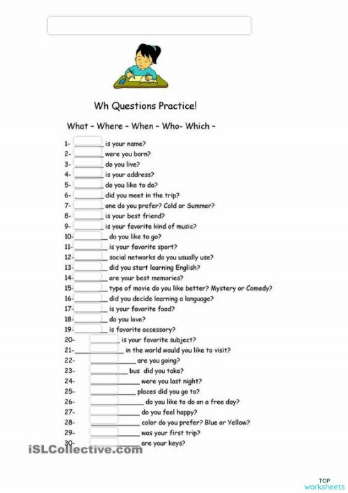 wh questions 2 interactive worksheet topworksheets