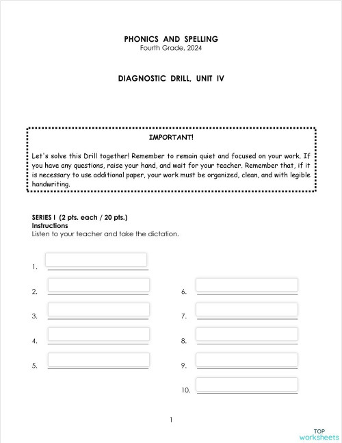 FOURTH GRADE IV PHONICS AND SPELLING. Interactive worksheet TopWorksheets