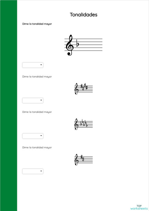 Tonalidades. Ficha interactiva | TopWorksheets