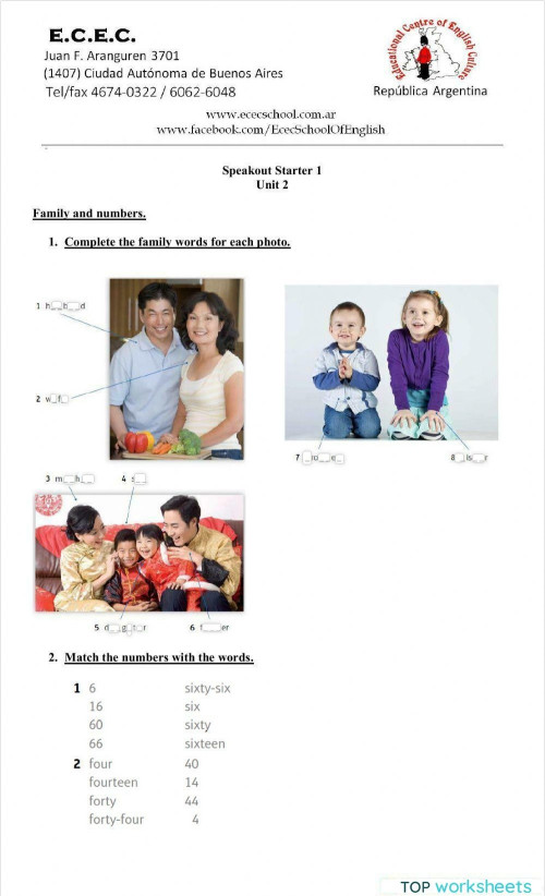 Family and numbers. Interactive worksheet | TopWorksheets