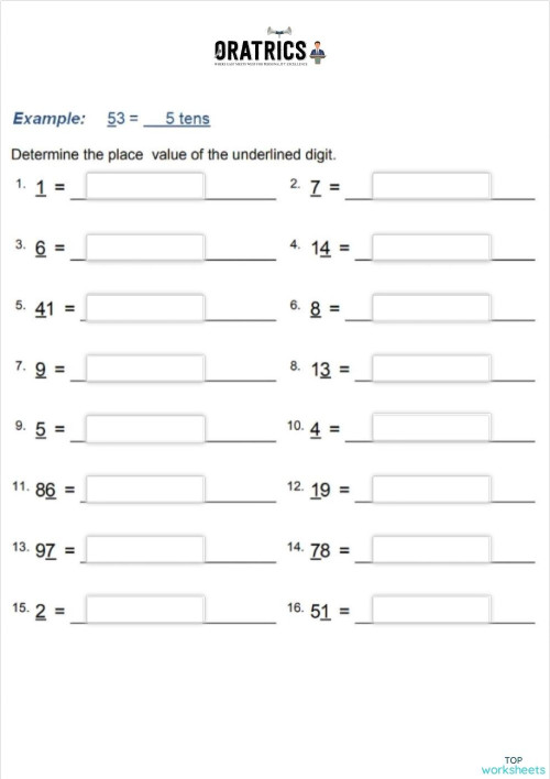 Define the Place Value of the Underlined. Interactive worksheet ...