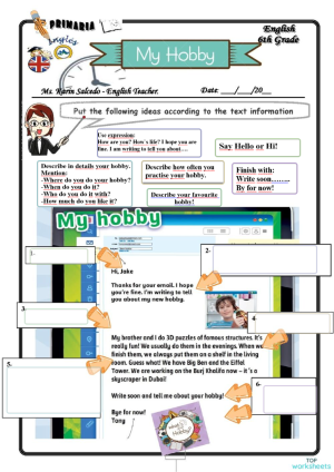 Parts to describe your hobby. Interactive worksheet | TopWorksheets
