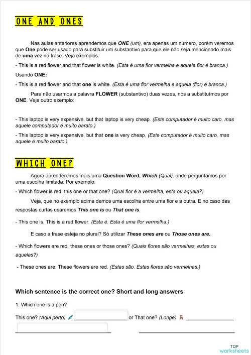 A1 - One and Ones (Extras). Interactive worksheet | TopWorksheets