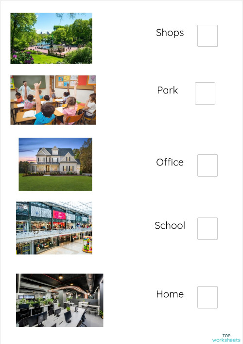Listen and Match (Places). Interactive worksheet | TopWorksheets