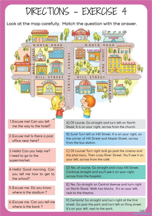 DIRECTIONS - Exercise 4. Interactive worksheet | TopWorksheets