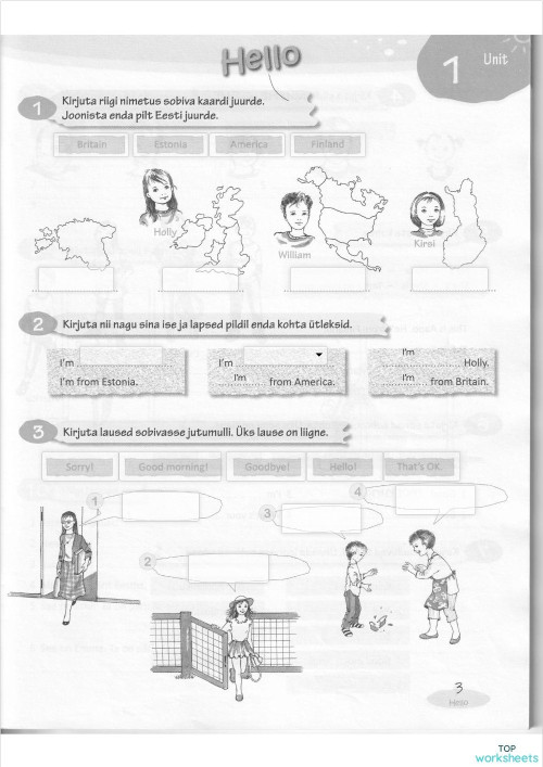 I Love English 1 Unit 1 WB 34. Interactive worksheet TopWorksheets