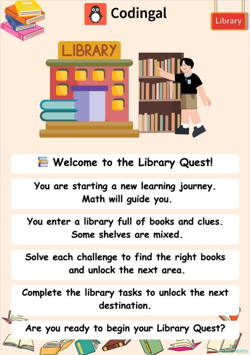 M_G02_T01_The_Library_Quest. Interactive worksheet | TopWorksheets