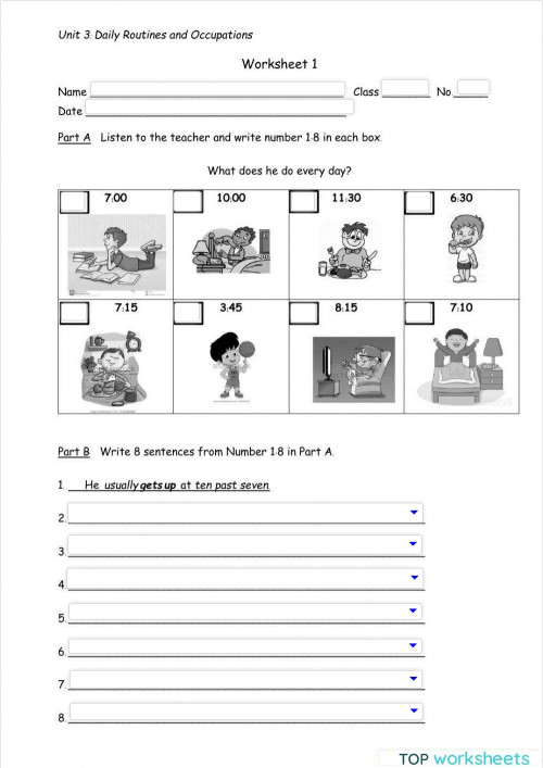 Daily Routines ws 1. Interactive worksheet | TopWorksheets