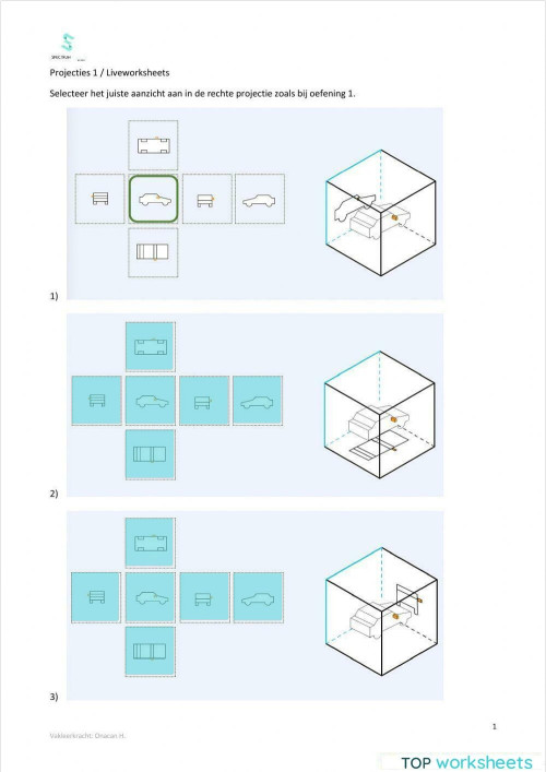 Les 1.1 Projecties 1. Interactief werkblad | TopWorksheets