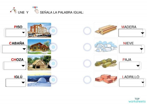 tipos-de-viviendas-y-materiales-ficha-interactiva-topworksheets