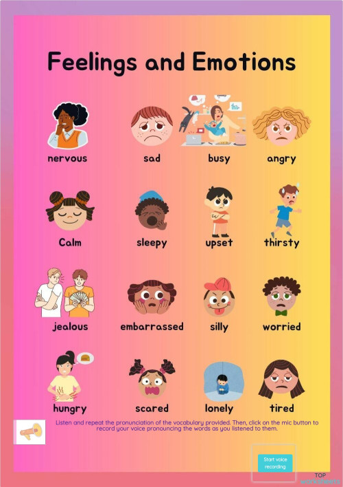 Feelings and emotions. Interactive worksheet | TopWorksheets