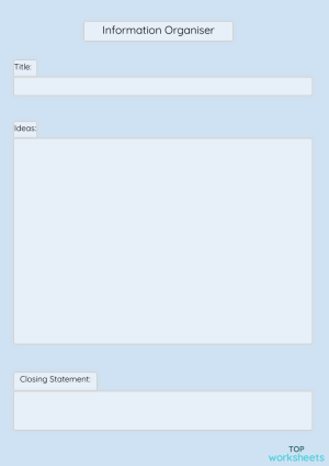 Simple Information Organiser. Interactive worksheet | TopWorksheets
