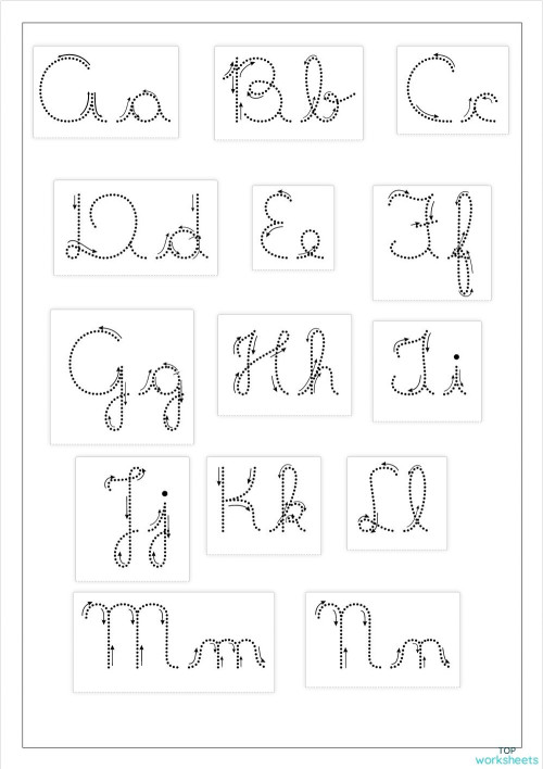 Alfabeto pontilhado para cobrir. Ficha interativa | TopWorksheets