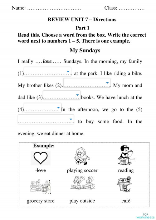 GS1_U7_Directions. Interactive worksheet TopWorksheets