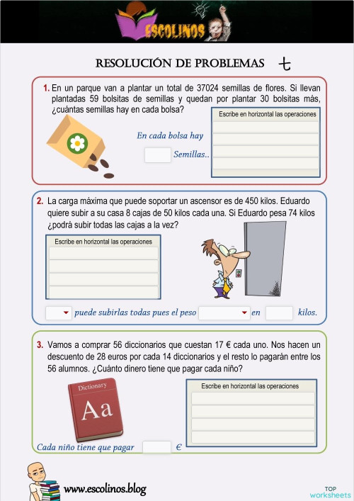 Matemáticas. Resolución de problemas IX #. Ficha interactiva
