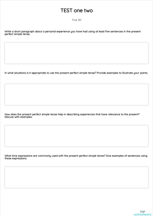 TEST one two. Interactive worksheet | TopWorksheets