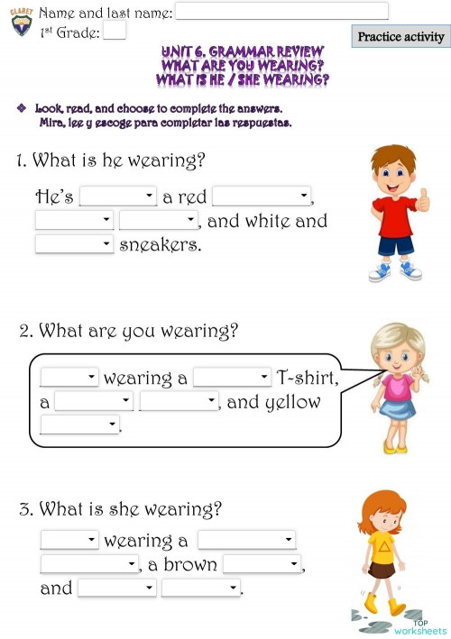 What are you wearing? worksheets