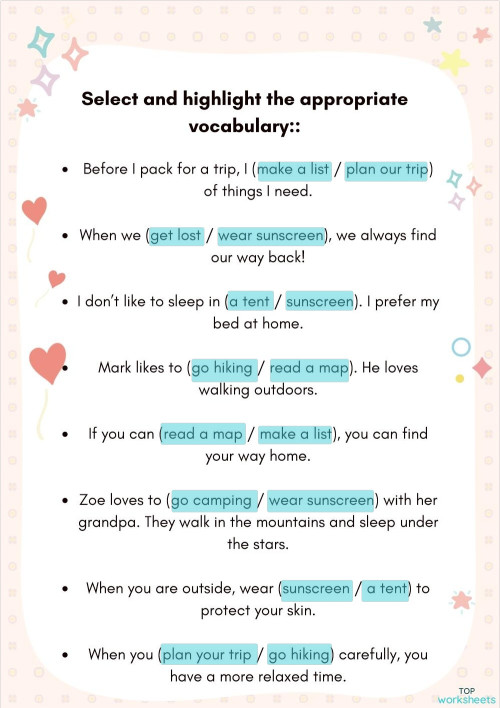 Vocabulary Interactive Worksheet Topworksheets