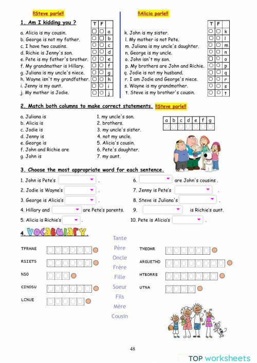 Family p. 48. Interactive worksheet | TopWorksheets