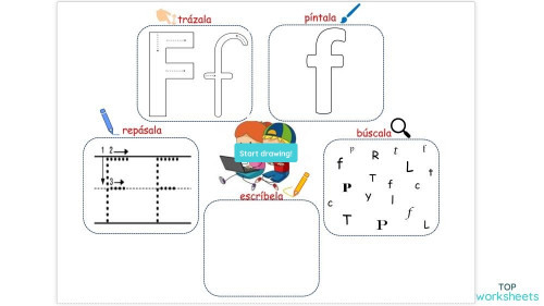 La letra F (P1). Ficha interactiva | TopWorksheets