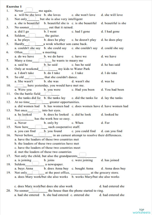 INVERSIONS 01. Interactive worksheet | TopWorksheets